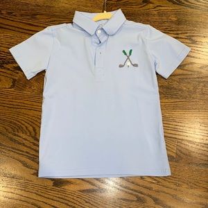 Boys preppy golf polo shirt by The Bella Bean, size 8.